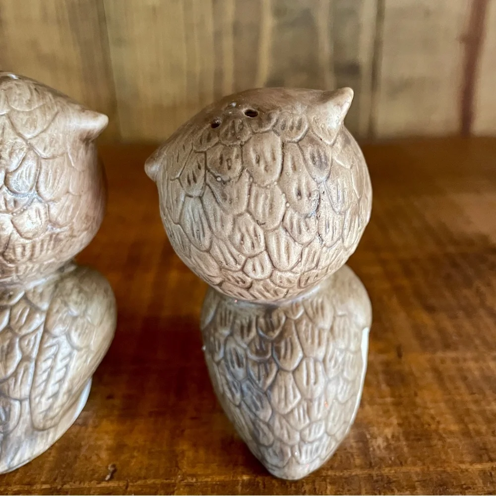 Owl Mr & Mrs Salt & Pepper Shakers WIDE EYE OWLS Anthropomorphic Ceramic Korea